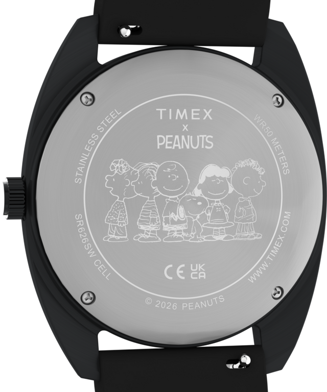 TW2Y70900 Peanuts® x Timex 1979 Reissue Inspired 37mm Silicone Strap Watch Caseback Image
