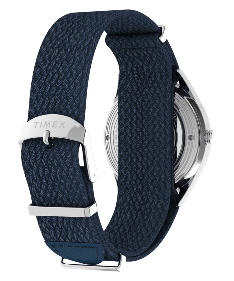 TW2Y81000 Peanuts® x Timex Marlin® Jet Automatic Easy Rider 38mm Fabric Strap Watch Caseback with Attachment Image