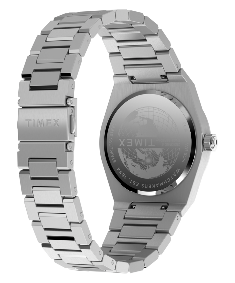 TW2Y81400 Q Timex Marbella 40.5mm Stainless Steel Bracelet Watch Caseback with Attachment Image
