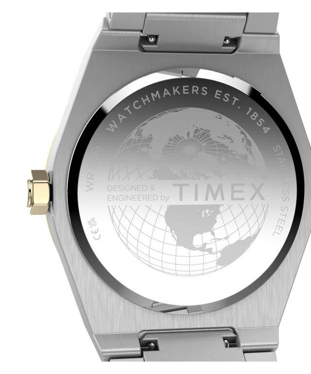 TW2Y81500 Q Timex Marbella 40.5mm Stainless Steel Bracelet Watch Caseback Image