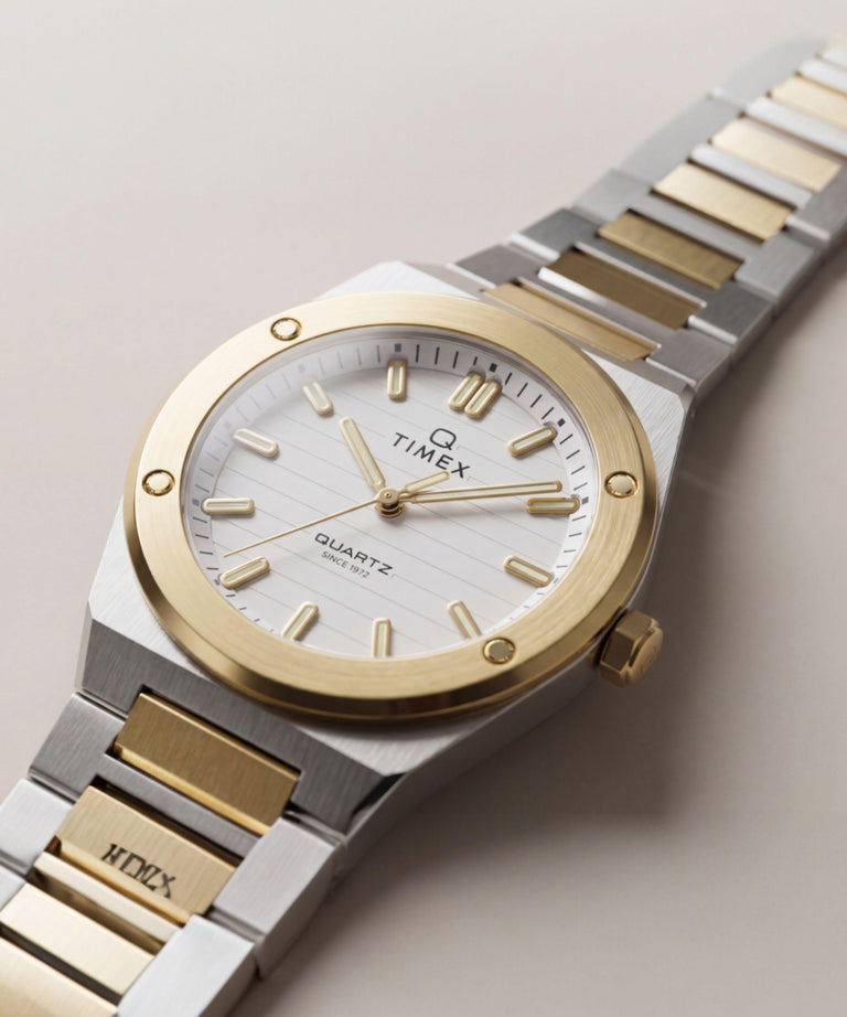 TW2Y81900 Q Timex Marbella 34mm Stainless Steel Bracelet Watch Alt Beauty Shot 4