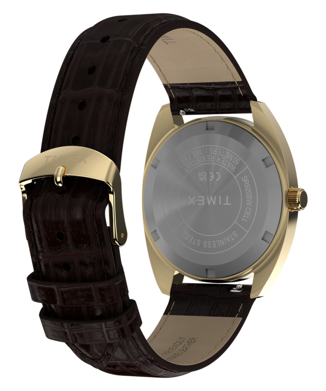 TW2Y82100 Timex® 1976 Rotary Phone Dial Reissue 37mm Leather Strap Watch   Caseback with Attachment Image