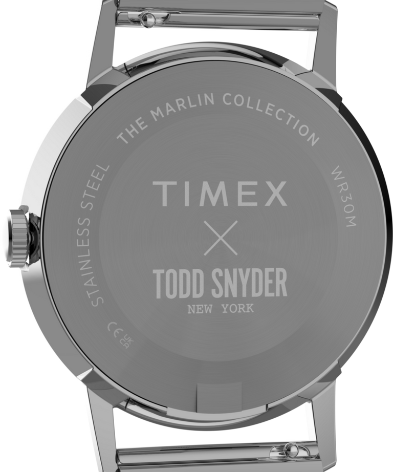 TW2Y84000 Todd Snyder x Timex Marlin® Mesh 34mm Stainless Steel Bracelet Watch Caseback Image