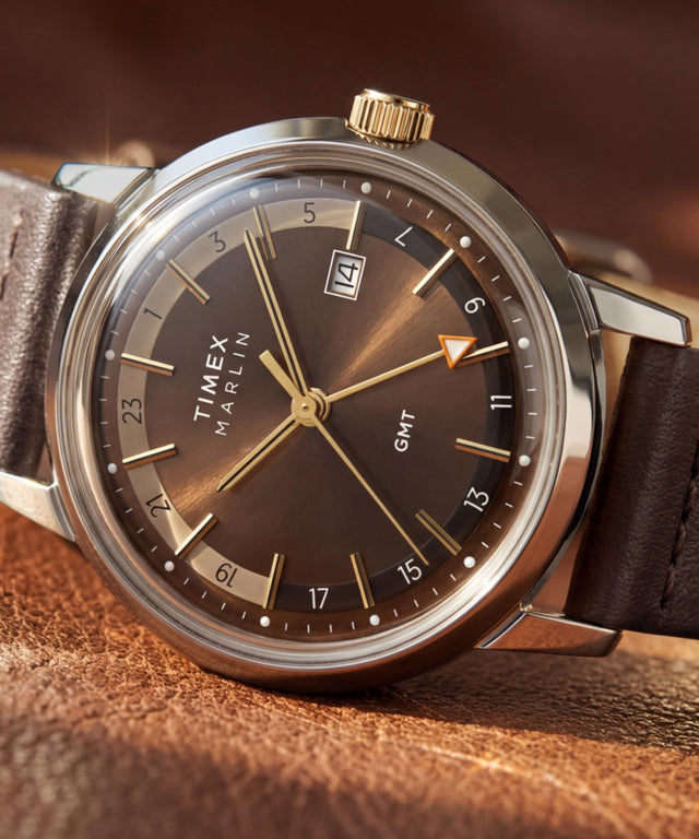 TW2Y84200 Marlin® Quartz GMT 40mm Leather Strap Watch Campaign Key Silhouettes (Beauty shots) Image