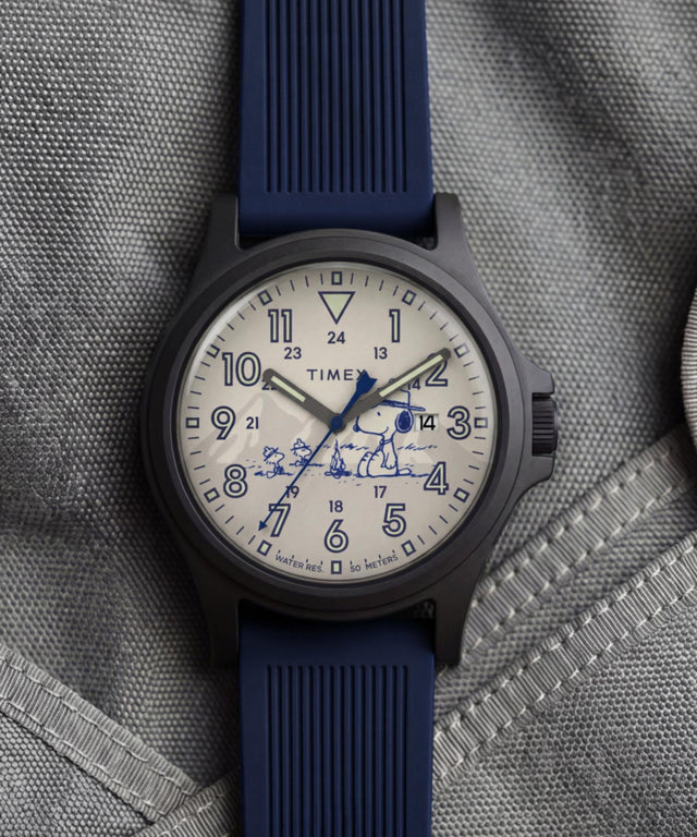TW2Y84700 Peanuts® x Timex Expedition® Acadia 40mm Silicone Strap Watch Campaign Key Silhouettes (Beauty shots) Image