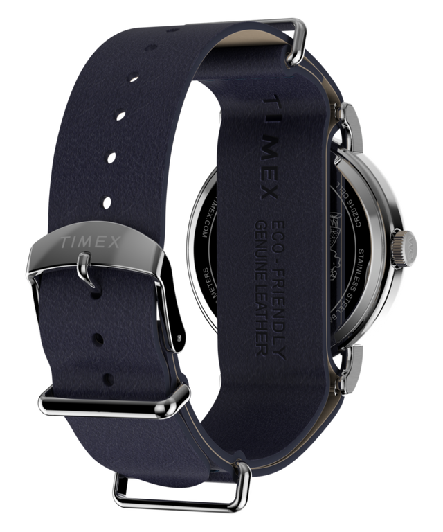 TW2Y84900 Peanuts® x Timex Weekender Astronomy 40mm Leather Strap Watch   Caseback with Attachment Image