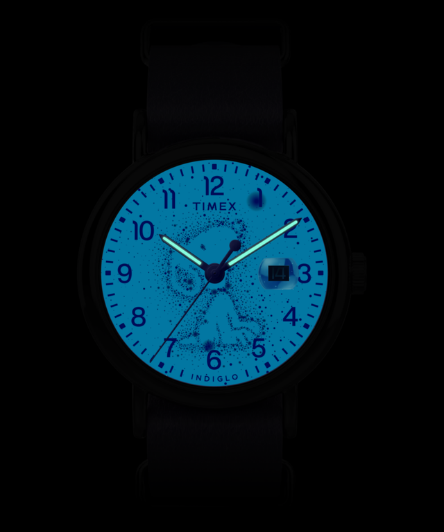 TW2Y84900 Peanuts® x Timex Weekender Astronomy 40mm Leather Strap Watch   Campaign Key Silhouettes (Beauty shots) Image