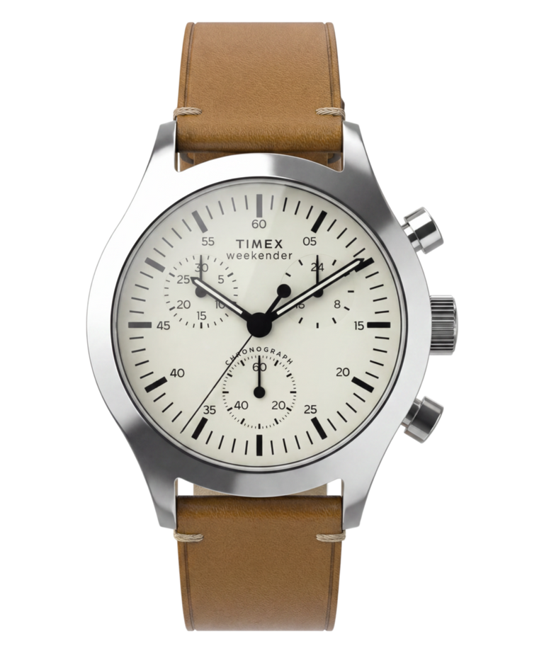TW2Y85000 Timex Weekender® New England Chronograph 40mm Leather Strap Watch   Primary Image