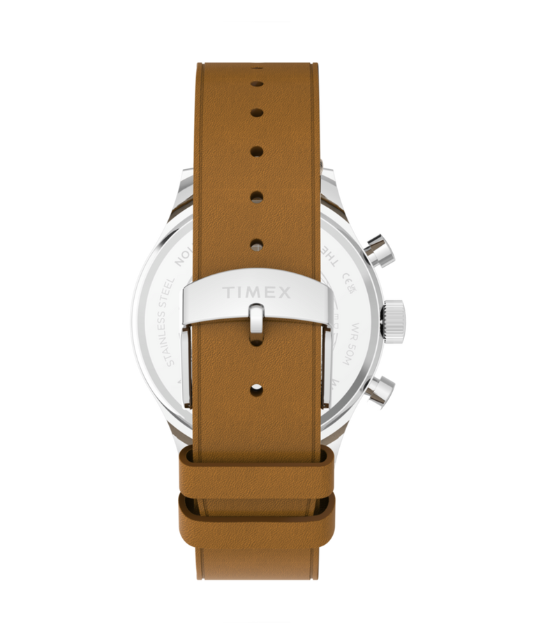 TW2Y85000 Timex Weekender® New England Chronograph 40mm Leather Strap Watch   Strap Image