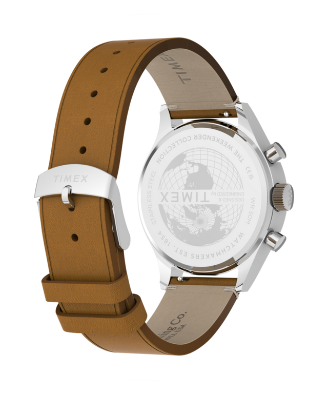 TW2Y85000 Timex Weekender® New England Chronograph 40mm Leather Strap Watch   Caseback with Attachment Image