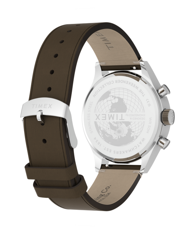 TW2Y85200 Timex Weekender® New England Chronograph 40mm Leather Strap Watch Caseback with Attachment Image