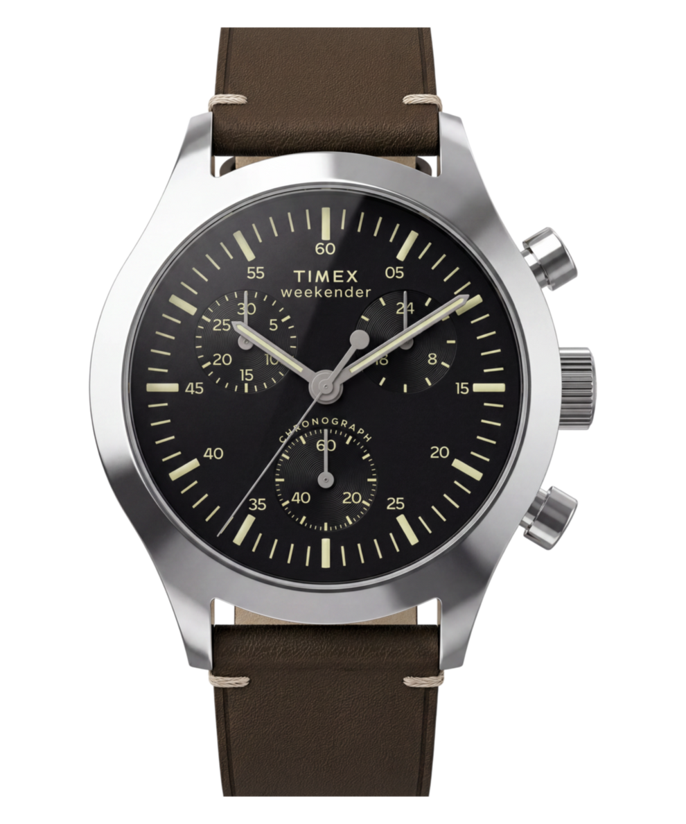 TW2Y85200 Timex Weekender® New England Chronograph 40mm Leather Strap Watch Primary Image