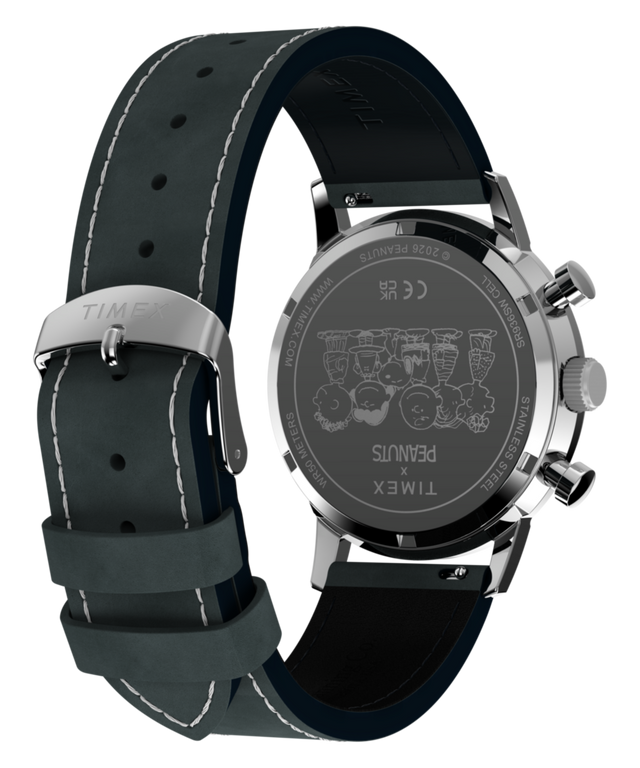 TW2Y85300 Peanuts® x Timex Marlin® Chronograph 40mm Leather Strap Watch  Caseback with Attachment Image