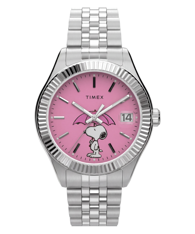 TW2Y85500 Peanuts® x Timex Legacy Snoopy Umbrella Stainless Steel Bracelet Watch   Primary Image
