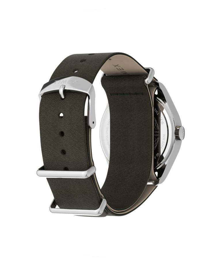 TW2Y86500 Timex Weekender® New England 34mm Leather Strap Watch  Caseback with Attachment Image