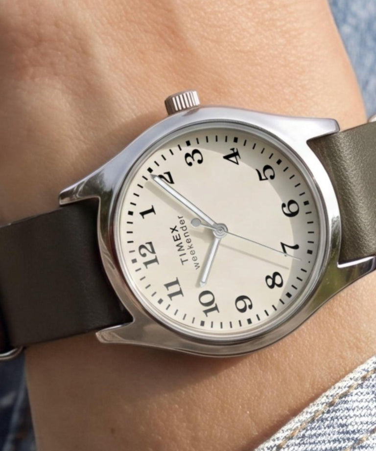 TW2Y86500 Timex Weekender® New England 34mm Leather Strap Watch  Primary Wrist Image