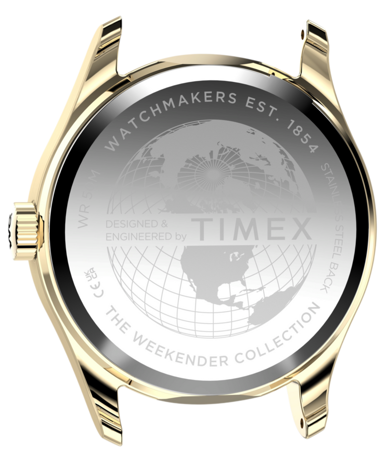 TW2Y86600 Timex Weekender® New England 34mm Leather Strap Watch Indiglo On