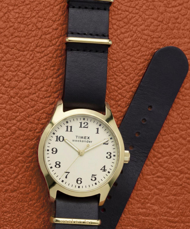 TW2Y86600 Timex Weekender® New England 34mm Leather Strap Watch Campaign Key Silhouettes (Beauty shots) Image