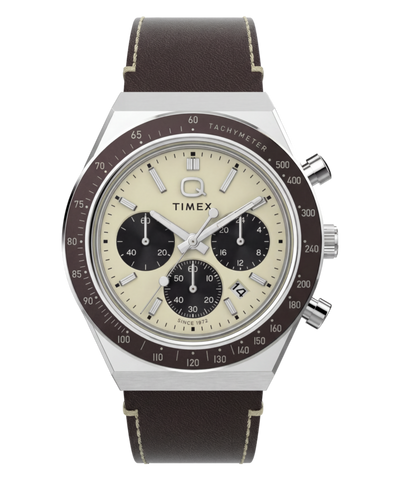 TW2Y88700 Q Timex Chronograph 40mm Leather Strap Watch Primary Image