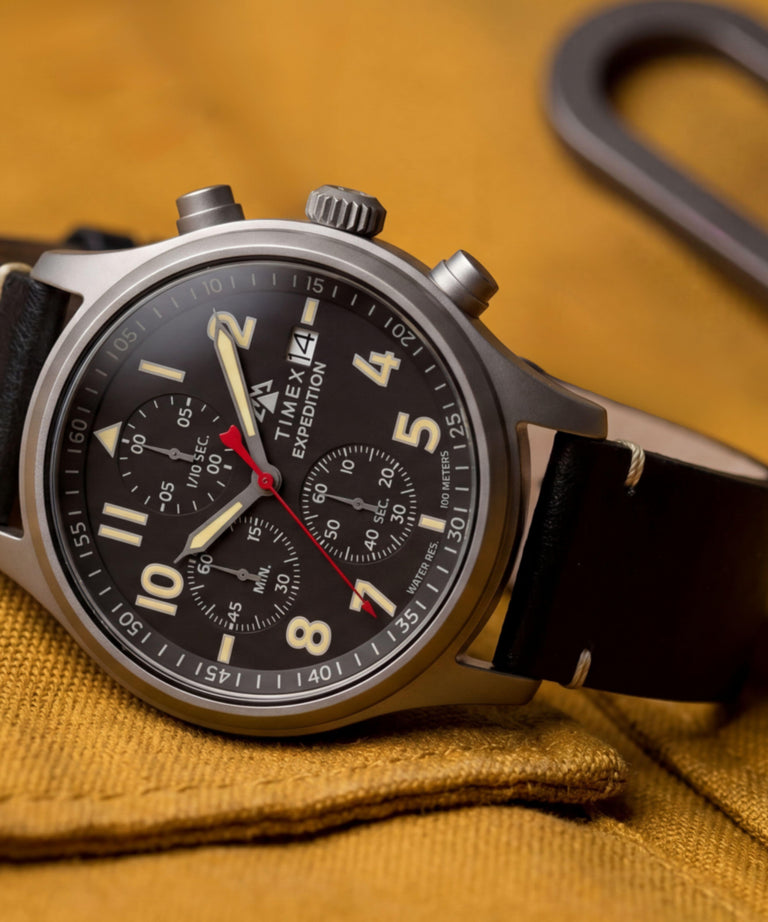 TW2Y89200 Expedition® Sierra Chronograph 43mm Leather Strap Watch Campaign Key Silhouettes (Beauty shots) Image