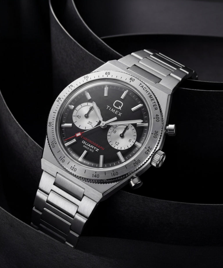 TW2Y93200 Q Timex Continental Chronograph 36mm Stainless Steel Bracelet Watch   Campaign Key Silhouettes (Beauty shots) Image