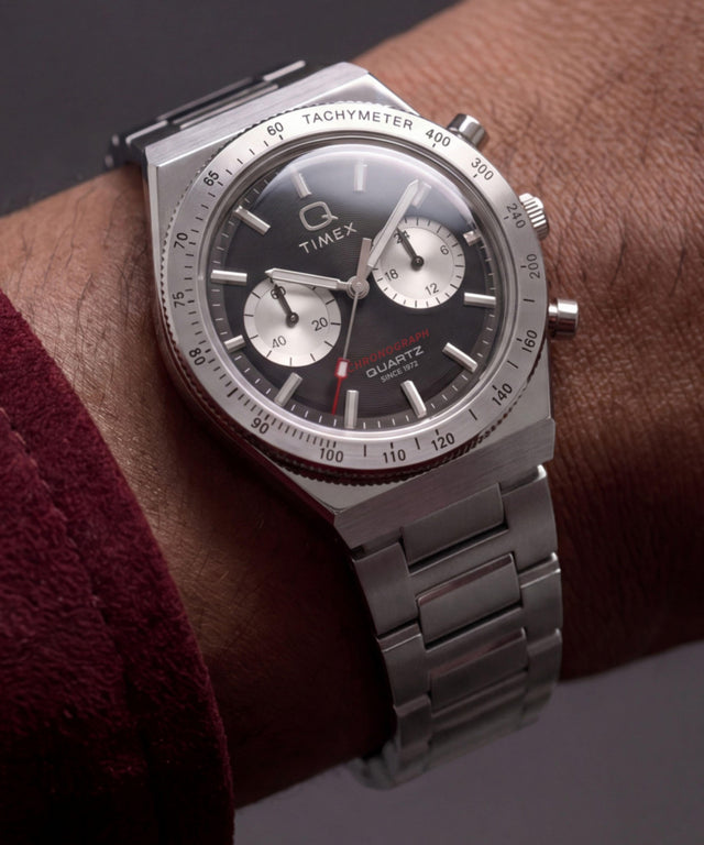 TW2Y93200 Q Timex Continental Chronograph 36mm Stainless Steel Bracelet Watch   Primary Wrist Image