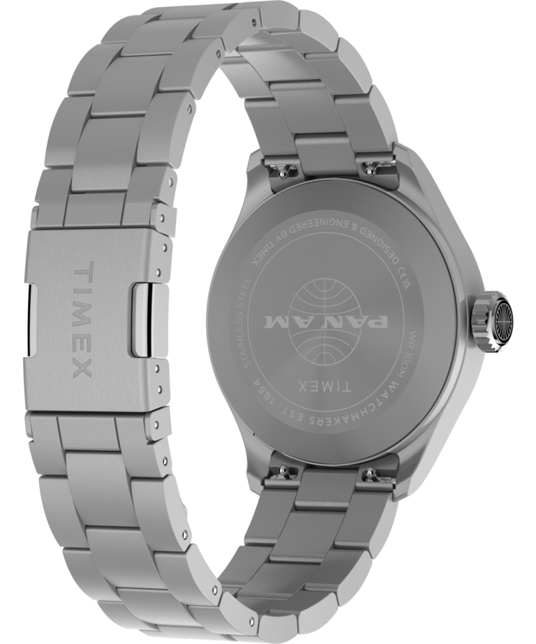 TW2Y94600 Pan Am® x Timex® Waterbury GMT 41mm Stainless Steel Bracelet Watch Caseback with Attachment Image