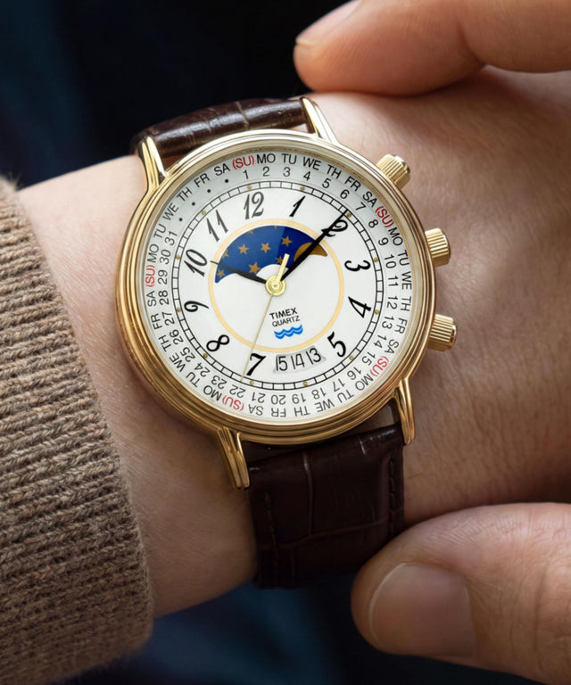 Timex 1990 Moon Phase Reissue TW2Y99000 worn on the wrist