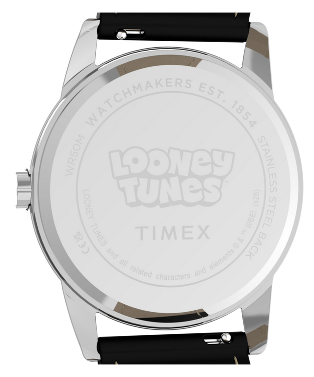 TW2Y99300 Looney Tunes Marvin the Martian x Timex Easy Reader® 38mm Leather Strap Watch Caseback Image