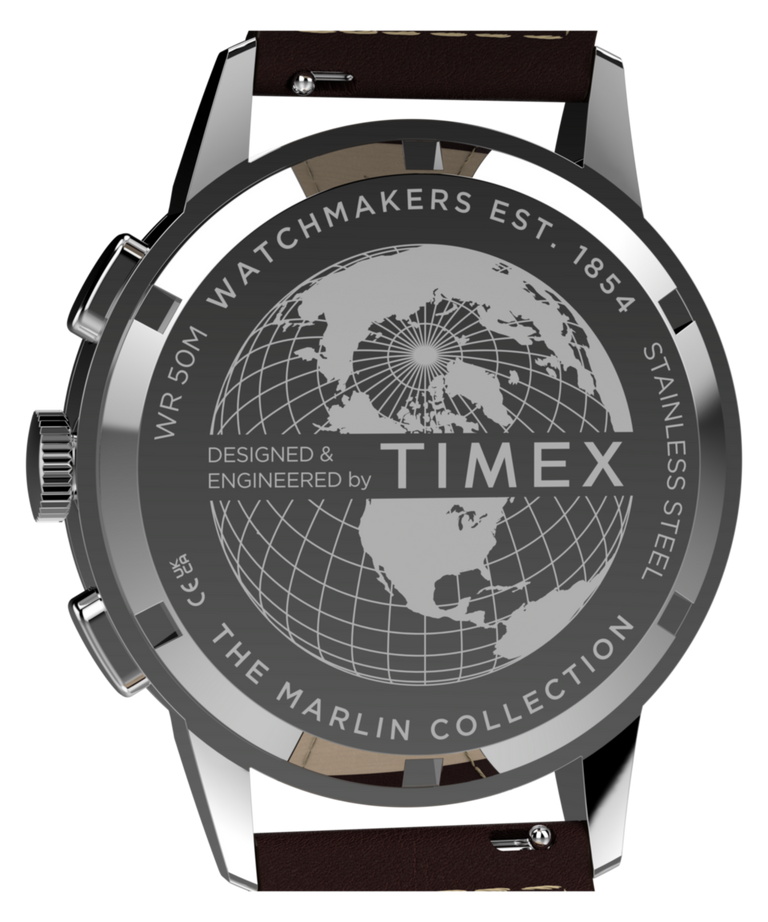 TW3A00200 Marlin® Neo Classic Chronograph 40mm Leather Strap Watch Caseback Image