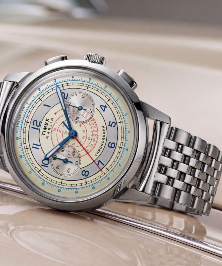 TW3A00300 Marlin® Neo Classic Chronograph 40mm Stainless Steel Bracelet Watch   Campaign Key Silhouettes (Beauty shots) Image