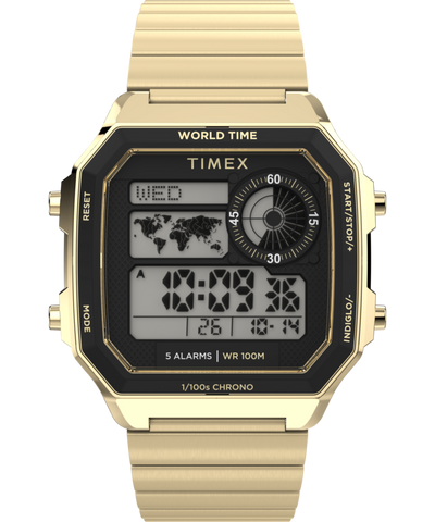 TW5M69000 World Time Digital 40mm Stainless Steel Bracelet Watch Primary Image