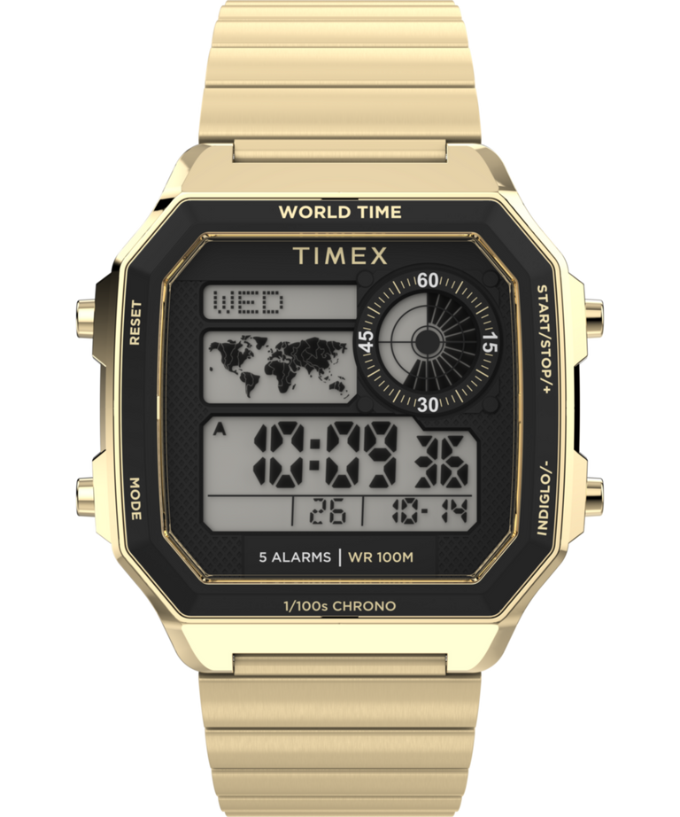 TW5M69000 World Time Digital 40mm Stainless Steel Bracelet Watch Primary Image