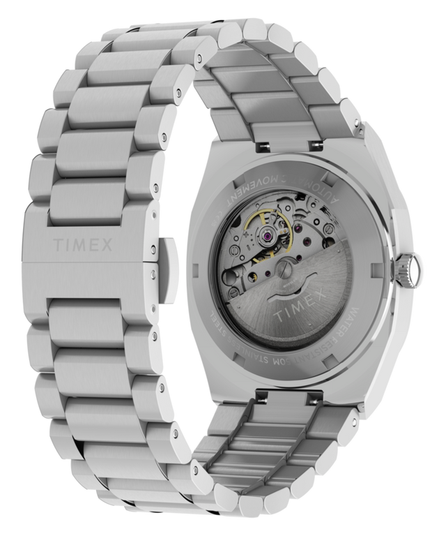 TW6A00500 Timex® Automatic E Line 38mm Stainless Steel Bracelet Watch Caseback with Attachment Image