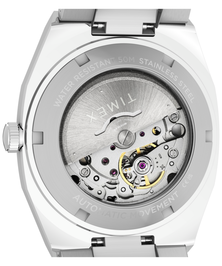 TW6A00700 Timex® Automatic E Line 38mm Stainless Steel Bracelet Watch Caseback Image