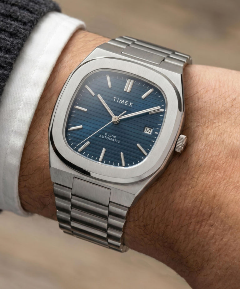 TW6A00700 Timex® Automatic E Line 38mm Stainless Steel Bracelet Watch Primary Wrist Image