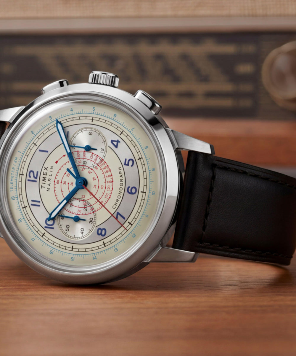 Marlin® Neo Classic Chronograph 40mm Leather Strap Watch