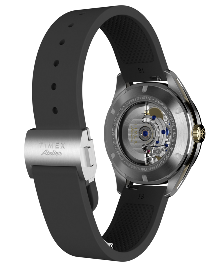 TW6A07300 Timex Atelier GMT Première M1a 38mm Swiss Made Automatic NBR Synthetic Rubber Strap Caseback with Attachment Image