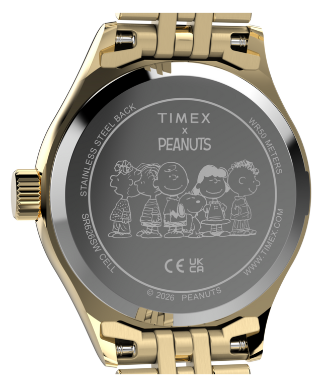 TW6A07400 Peanuts x Timex Legacy Mini Heart Hug 25mm Stainless Steel Bracelet Watch  Caseback Image