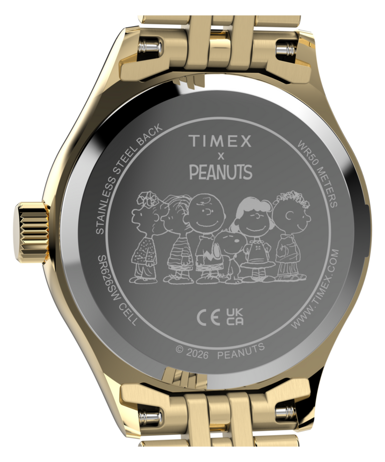 TW6A07400 Peanuts x Timex Legacy Mini Heart Hug 25mm Stainless Steel Bracelet Watch  Caseback Image