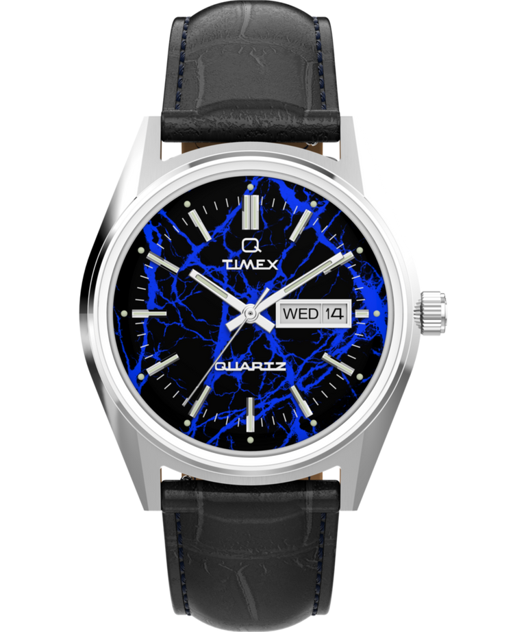 TW6A33800 Q Timex Blue Vega 38mm Leather Strap Watch Primary Image