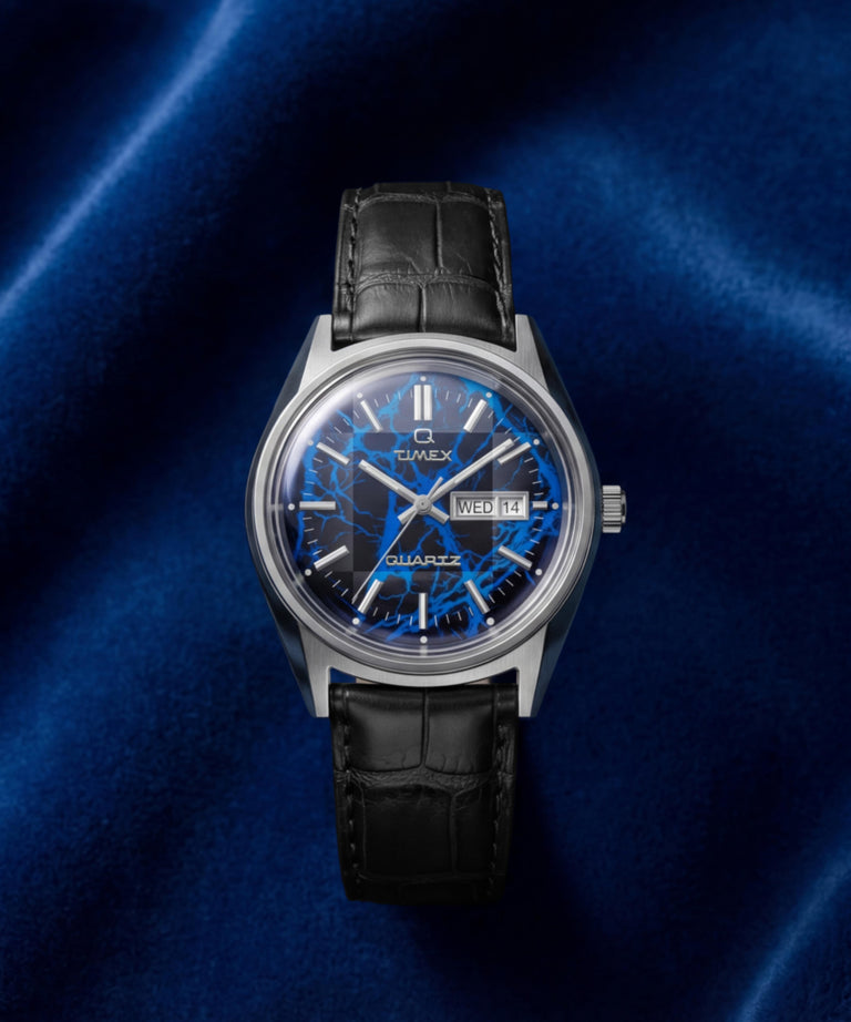 TW6A33800 Q Timex Blue Vega 38mm Leather Strap Watch Collab Additional Image