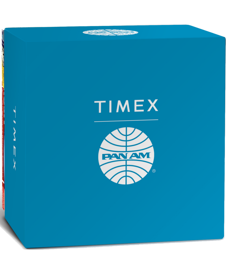 TWG030000 Pan Am x Timex Chronograph 42mm Leather Strap Watch Primary Packaging Image