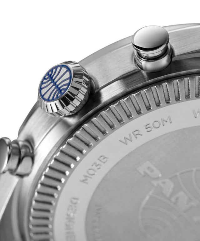 TWG030000 Pan Am x Timex Chronograph 42mm Leather Strap Watch Alt Beauty Shot 2