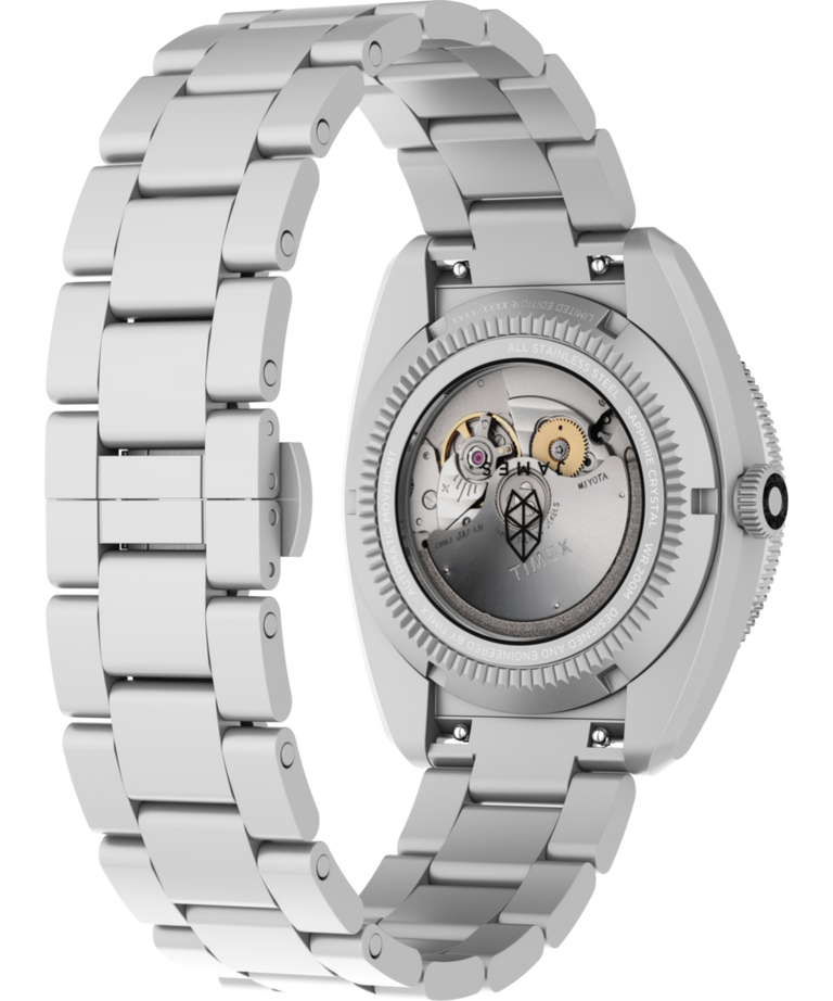 TWG067600 The James Brand x Timex Automatic GMT 41mm Watch Gift Set Caseback with Attachment Image