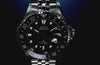 Video of the Timex Deepwater Meridian 200 Automatic GMT rotating to show its design and luminous dial.