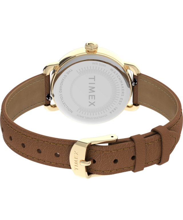 TW2U13300UK Timex® Standard 34mm Leather Strap Watch back (with strap) image