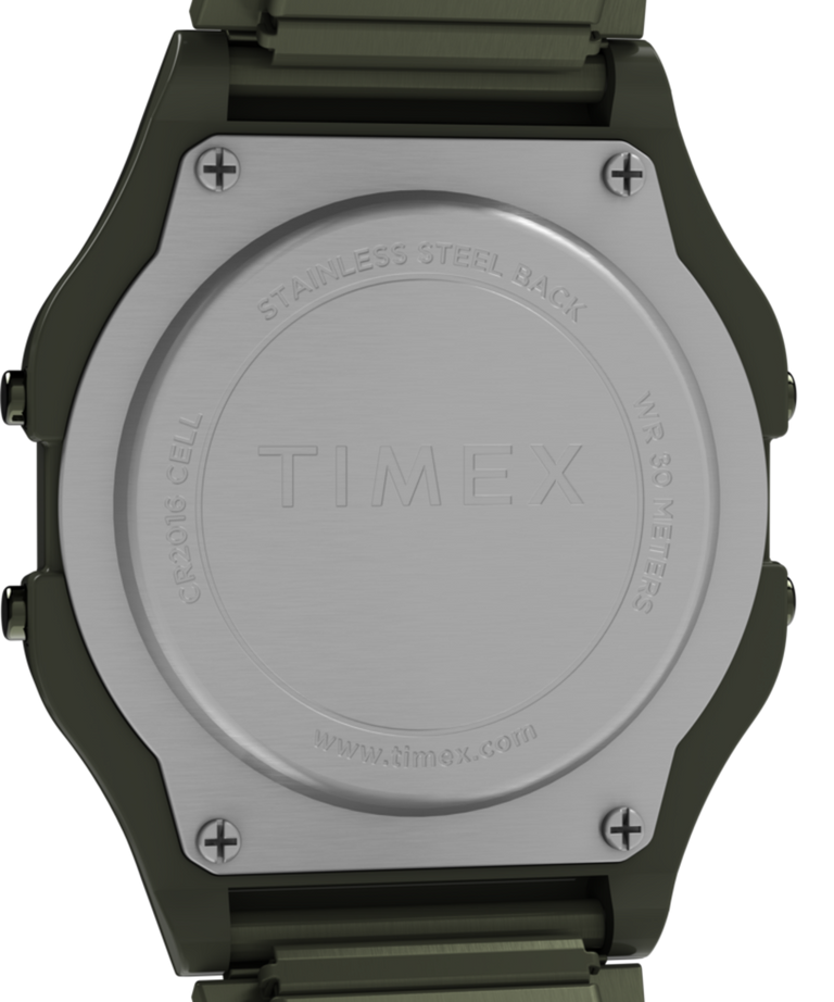 TW2U94000U8 Timex T80 34mm Stainless Steel Expansion Band Watch with Perfect Fit caseback image