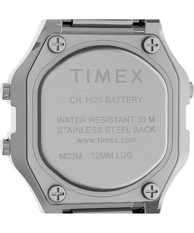 TW2U94200U8 Timex T80 Mini 27mm Stainless Steel Expansion Band Watch caseback image