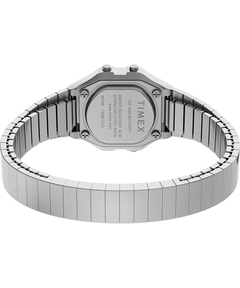 TW2U94200U8 Timex T80 Mini 27mm Stainless Steel Expansion Band Watch caseback (with attachment) image